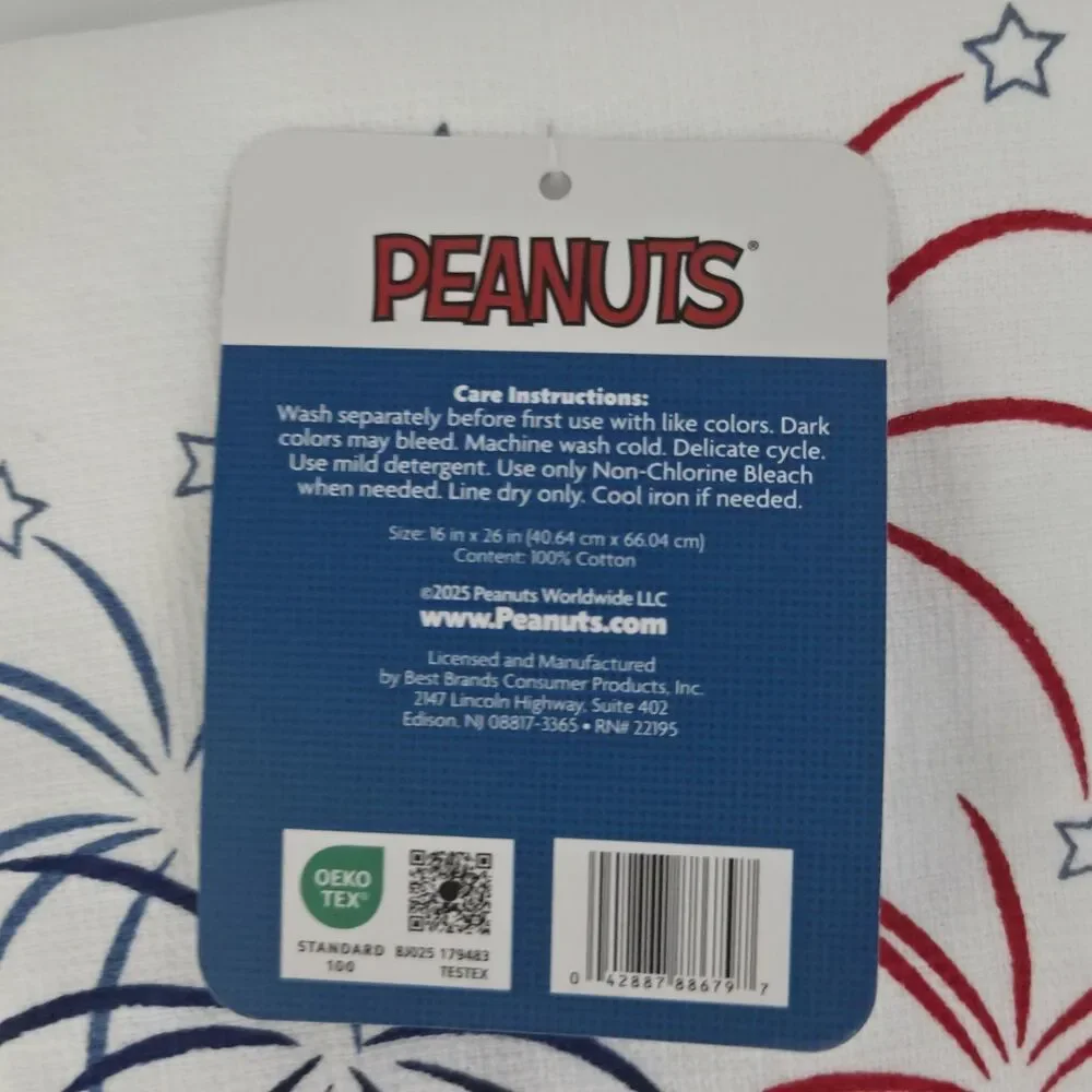 Peanuts 2pc Snoopy and Woodstock 4th Of July Americana Kitchen‎ Towels  16x26in